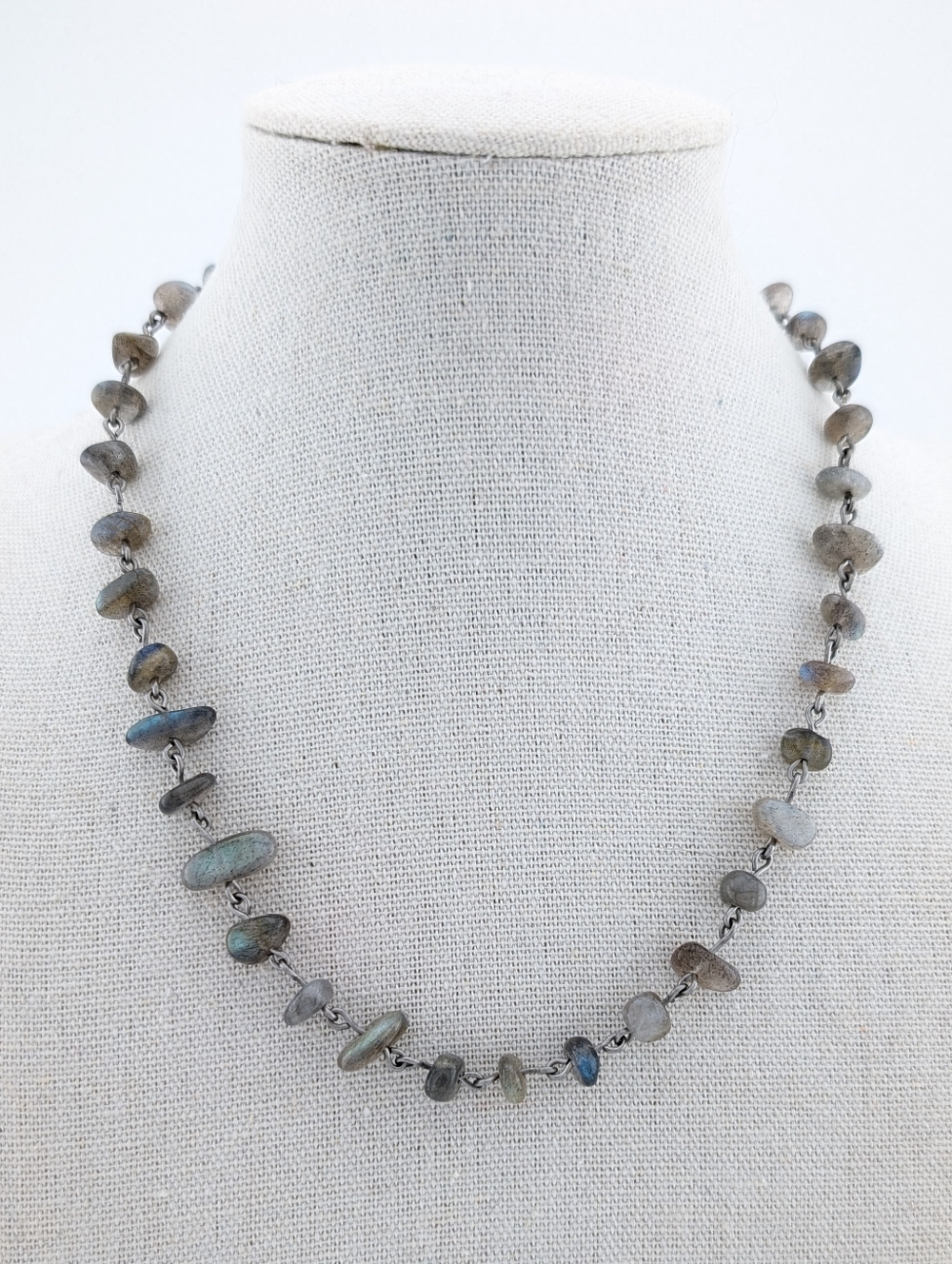 Labradorite Hand Chain Linked Gemstone Necklace